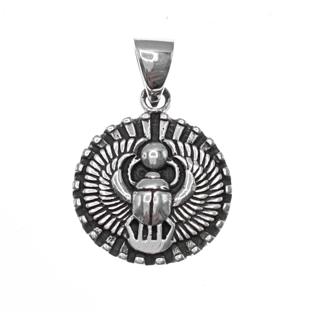 Colgante de plata de ley 925 con figura de escarabajo egipcio alado