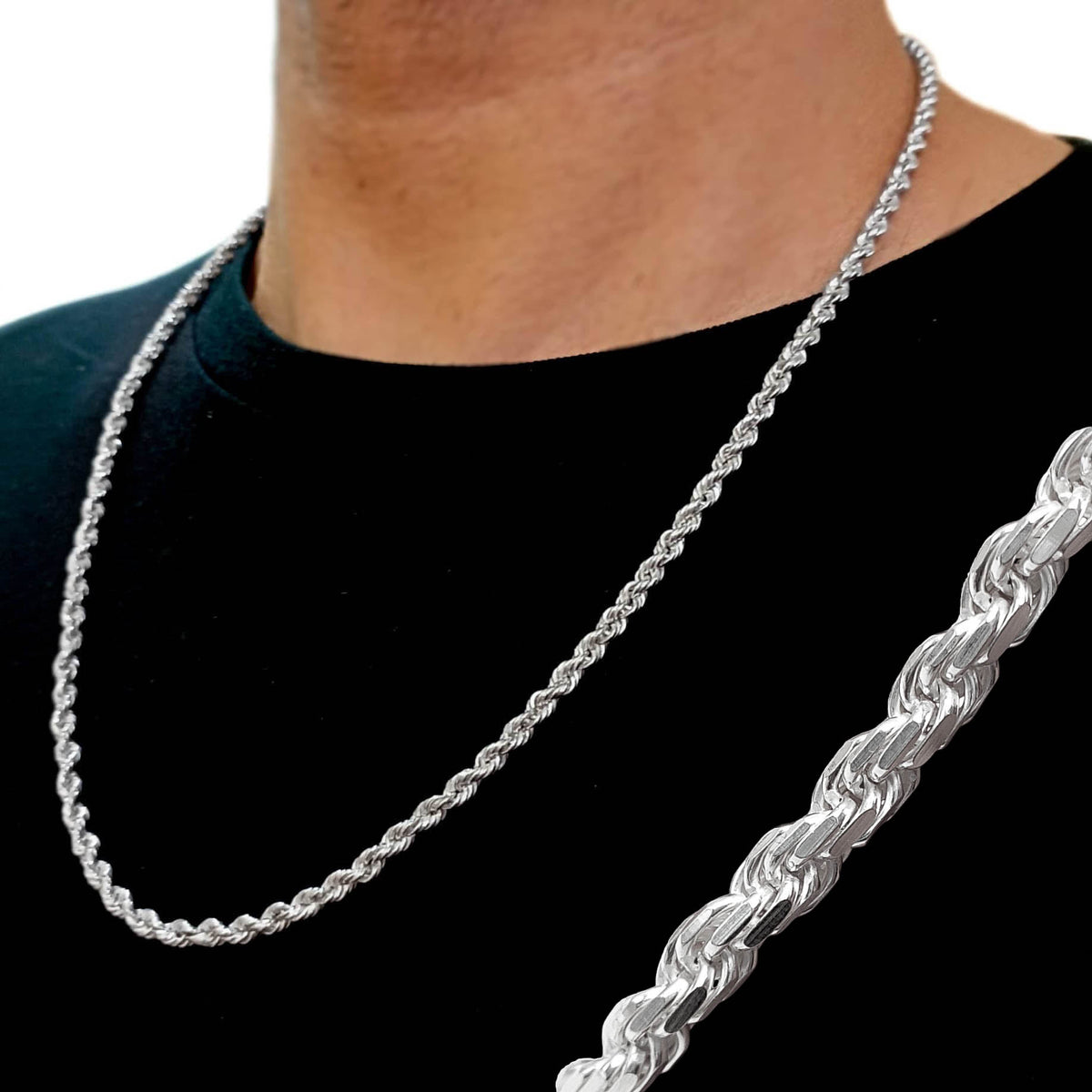 Cordón de plata de ley 925 60cm 21 gramos de peso y 3 mm de ancho