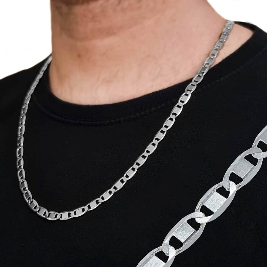 Cadena de plata de ley 925 diseño italiano acabado brillo en varias medidas chico