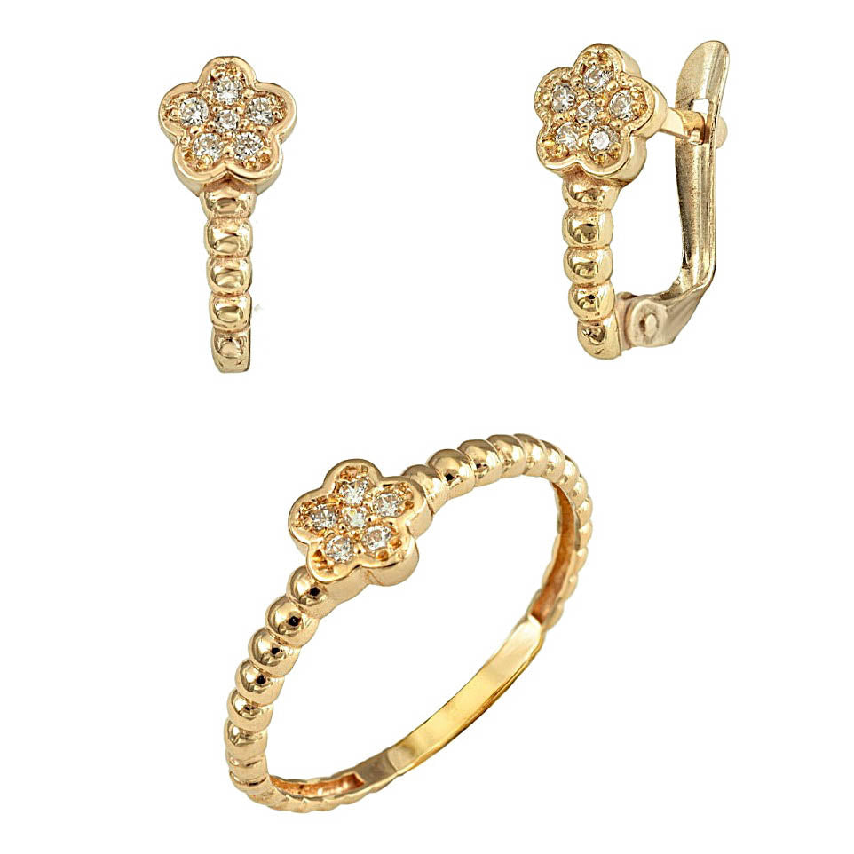 Conjunto de oro de 9 kilates rosetón cierre catalán