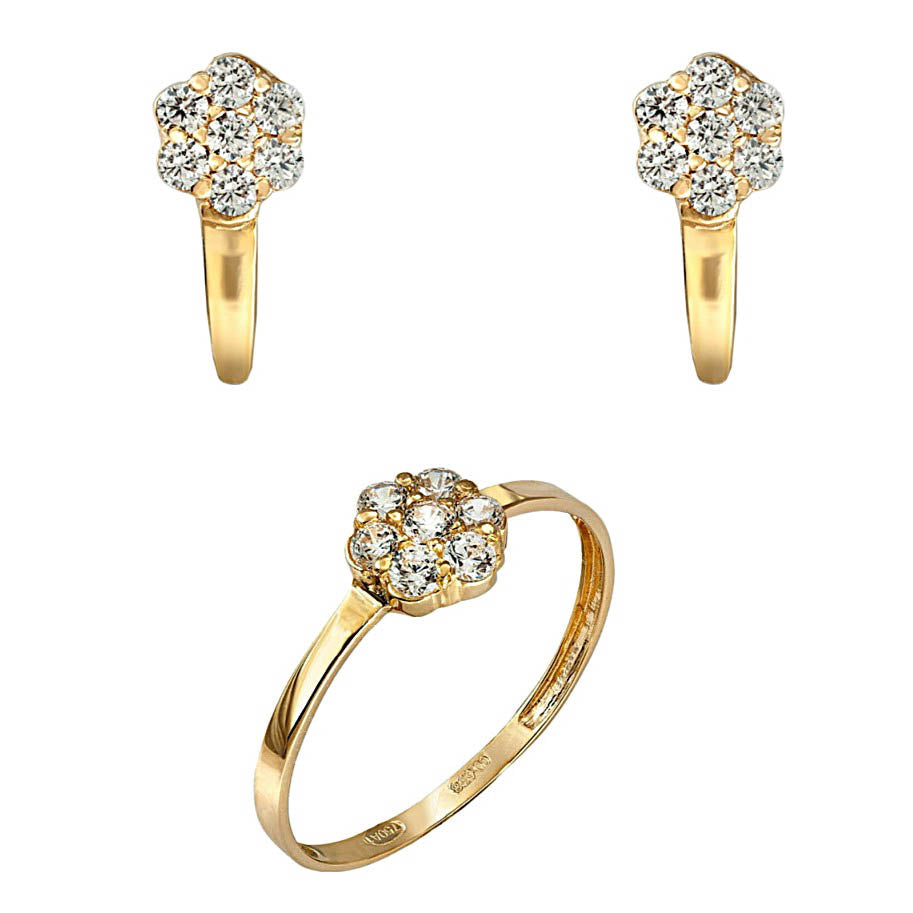 Conjunto para niña de comunión en oro 18k cierre catalán con circonitas