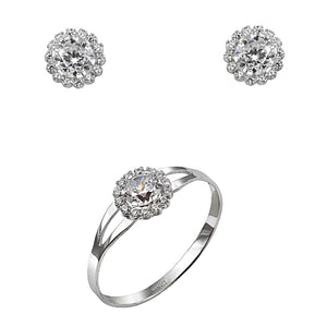 Conjunto para niña de comunión en oro blanco 18k rosetón cierre presión