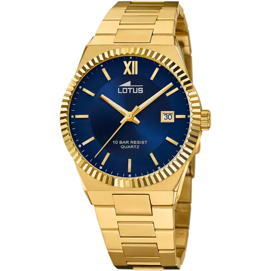 新春セール！HOUSE of LOTUS❤︎オーバーサイズ二ット LOTUS FREEDOM GOLD BLUE WATCH 18837/2 - Joyeria Pepe Lozano
