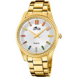 RELOJ DE MUJER LOTUS BLISS DORADO CON ESFERA PLATEADA Y CIRCONITAS DE COLORES 18902/1