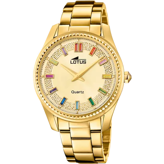 RELOJ DE MUJER LOTUS BLISS DORADO CON ESFERA CHAMPAGNE Y CIRCONITAS DE COLORES 18902/2