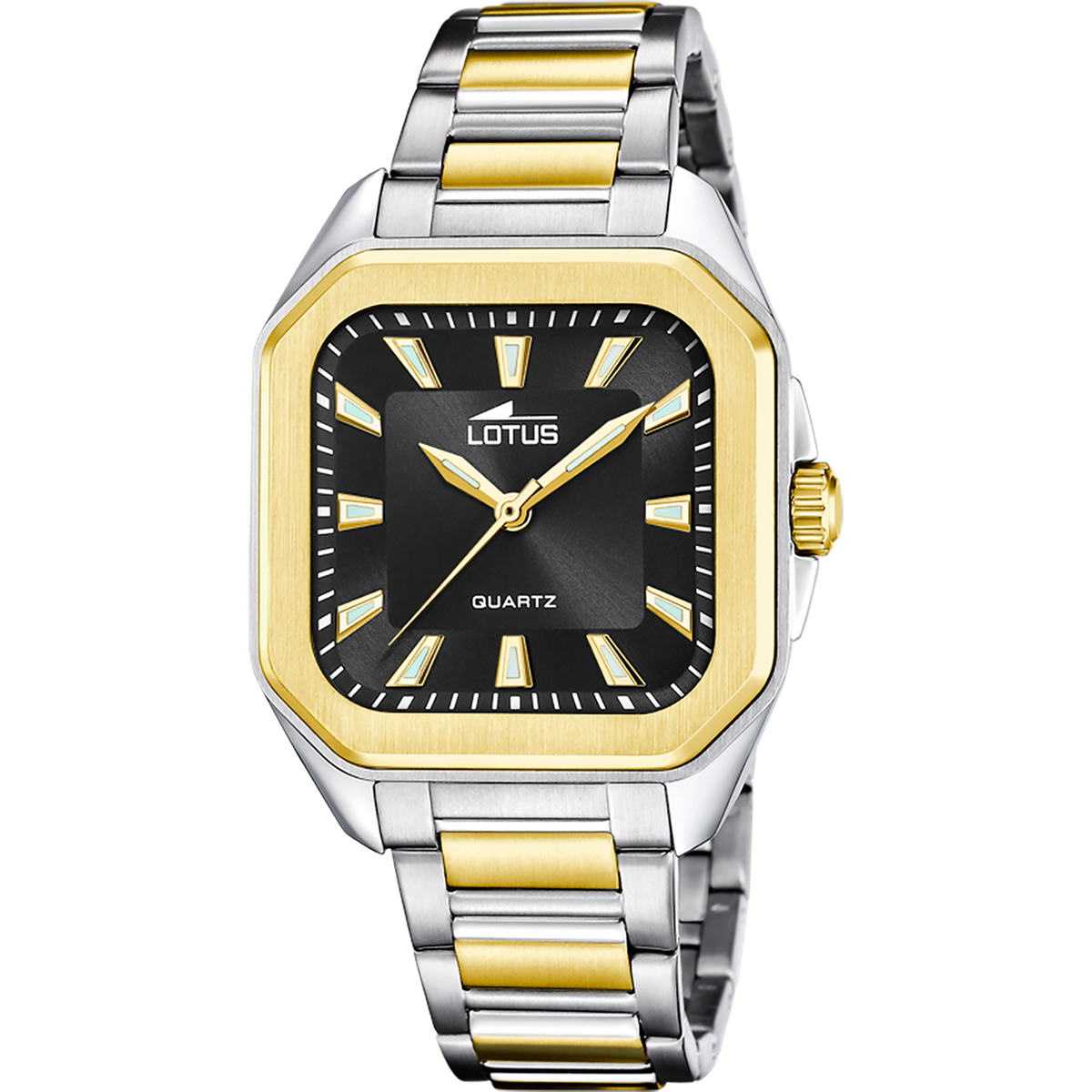 Reloj Lotus Square Series 18969/3 para mujer, esfera negra, 35 mm