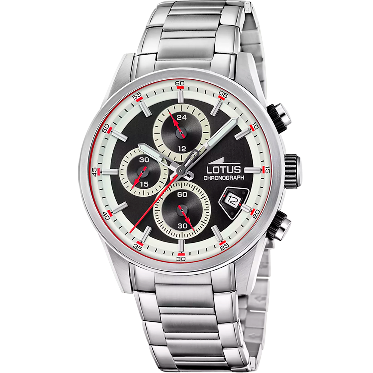 Reloj Lotus Pulse 19084/1 para hombre, esfera negra, caja de acero inoxidable de 41 mm