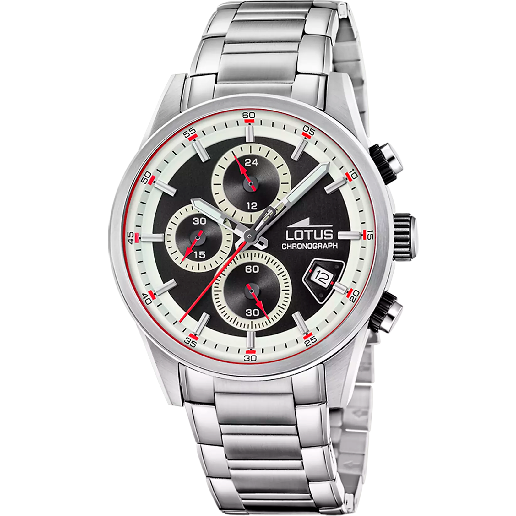 Reloj Lotus Pulse 19084/1 para hombre, esfera negra, caja de acero inoxidable de 41 mm