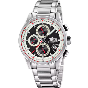 Reloj Lotus Pulse 19084/1 para hombre, esfera negra, caja de acero inoxidable de 41 mm