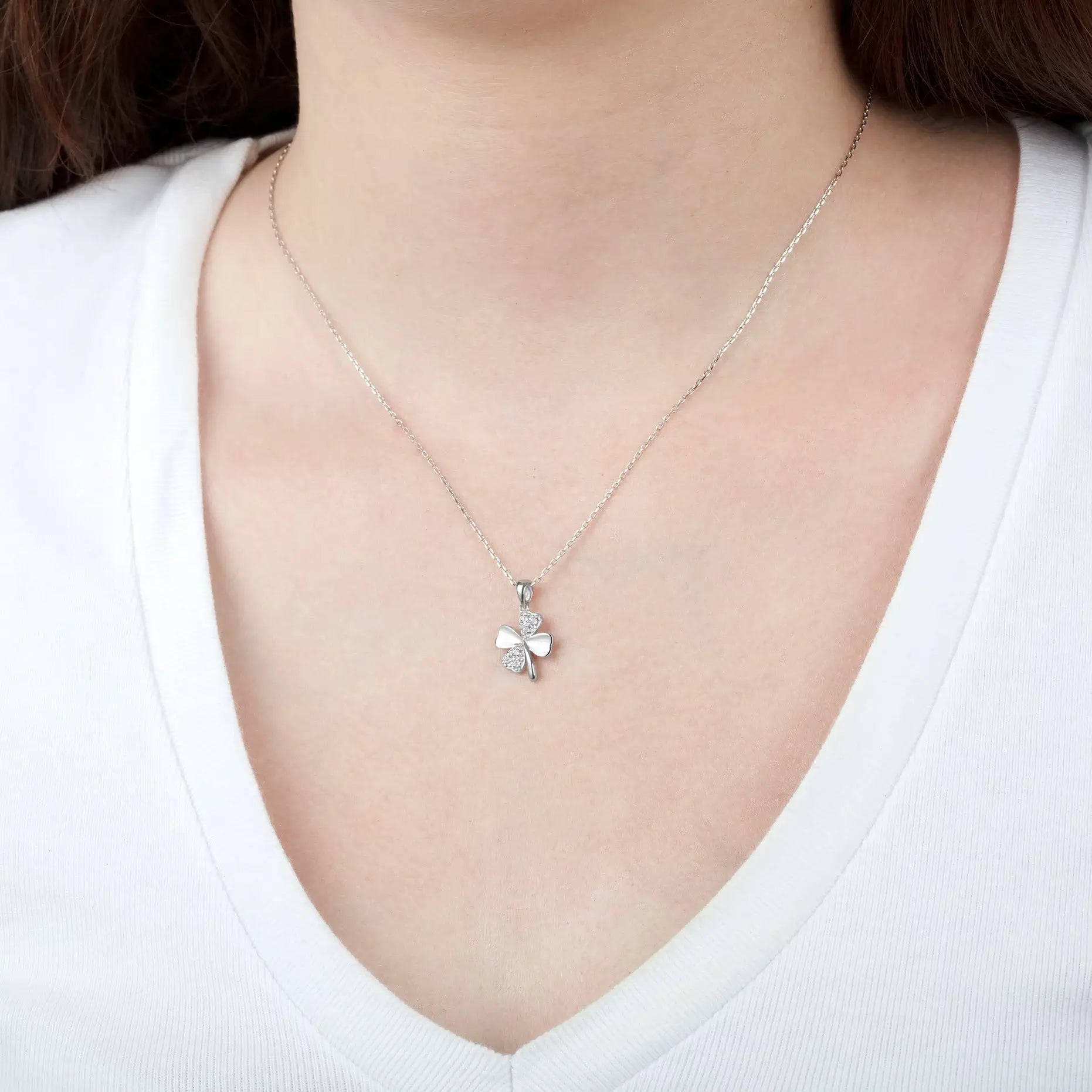 Conjunto plata lotus silver trébol chica