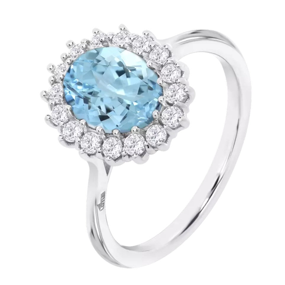 Anillo de plata de ley con rosetón grande azul de la colección Lotus Silver