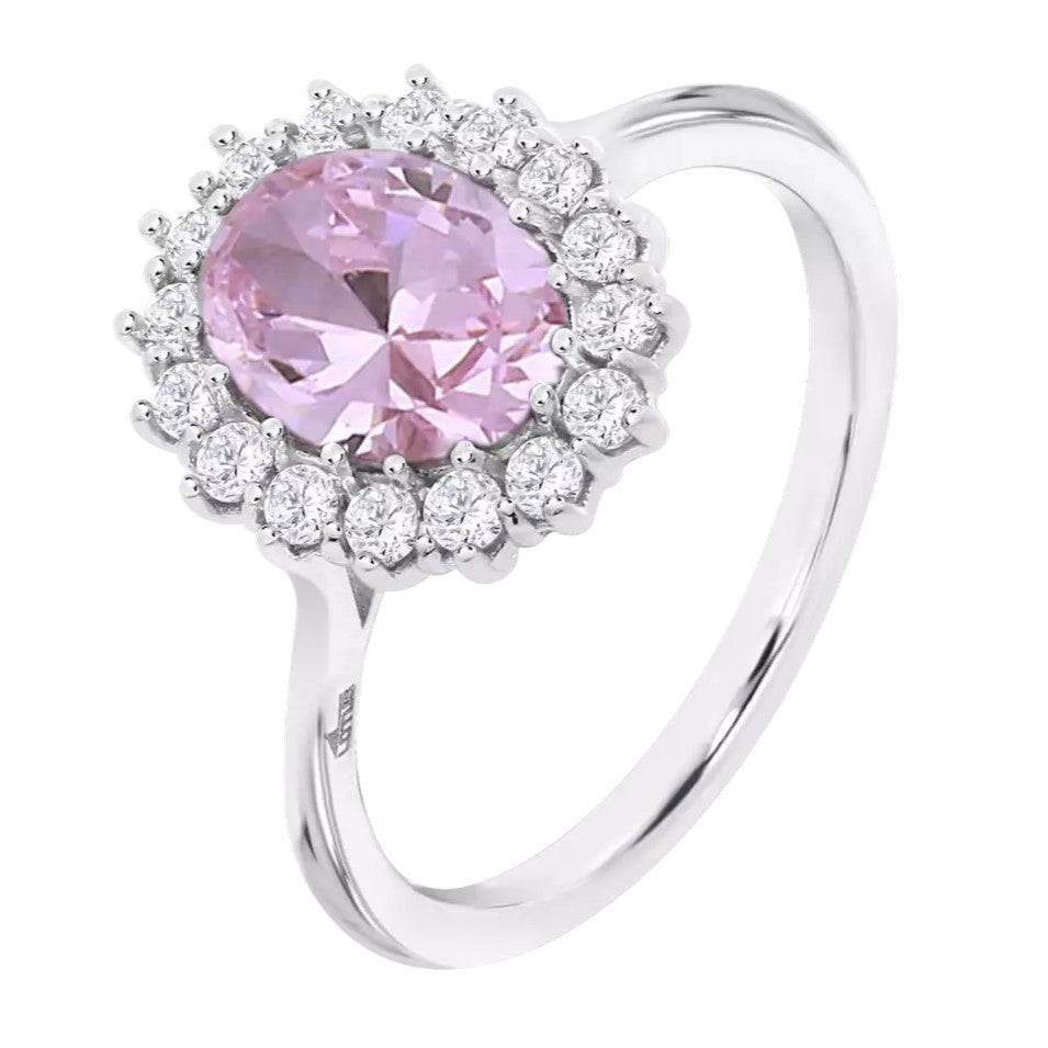 Anillo de plata de ley con rosetón grande rosa de la colección Lotus Silver