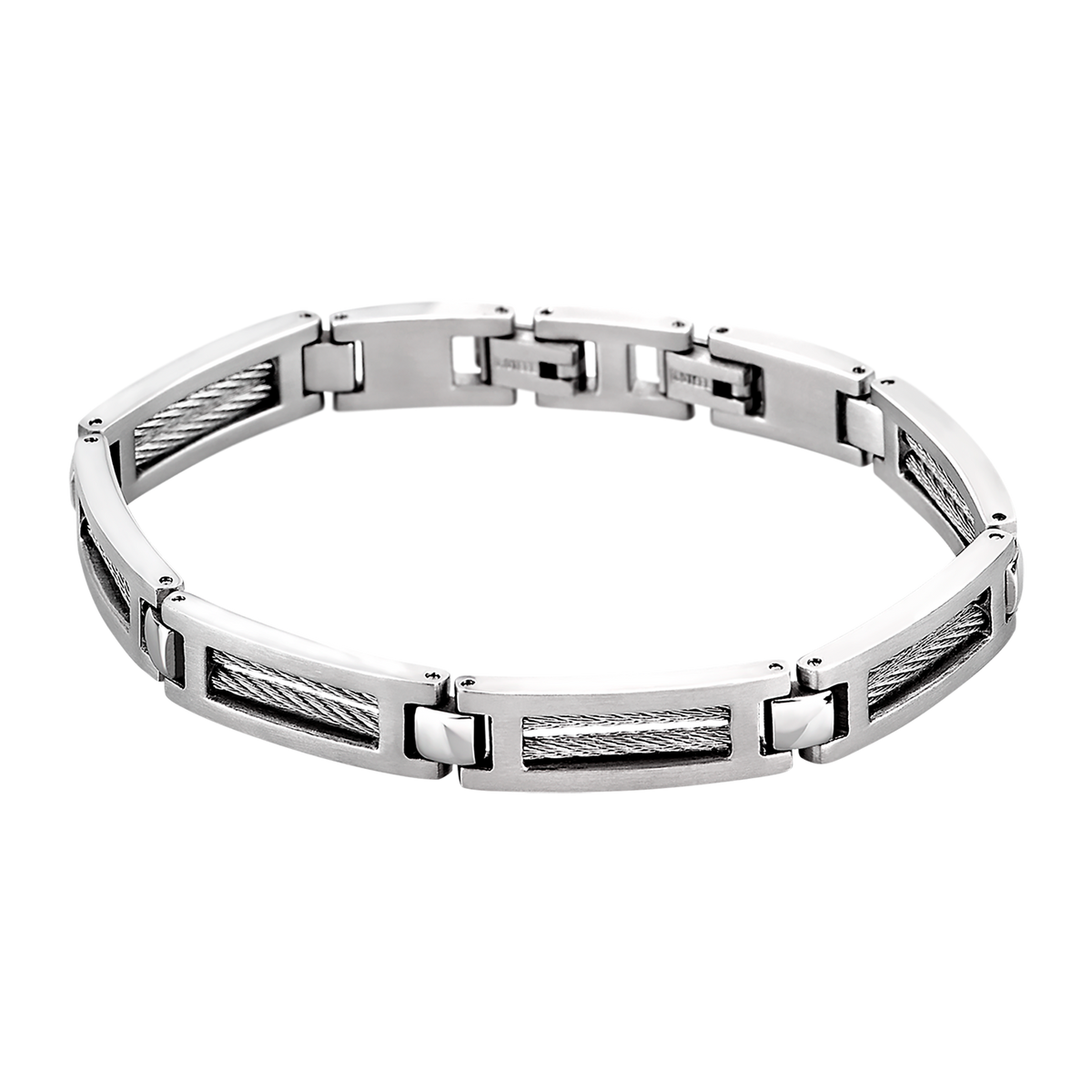 Pulsera Lotus Style LS1507-2/1 de eslabones con cable trenzado en acero inoxidable