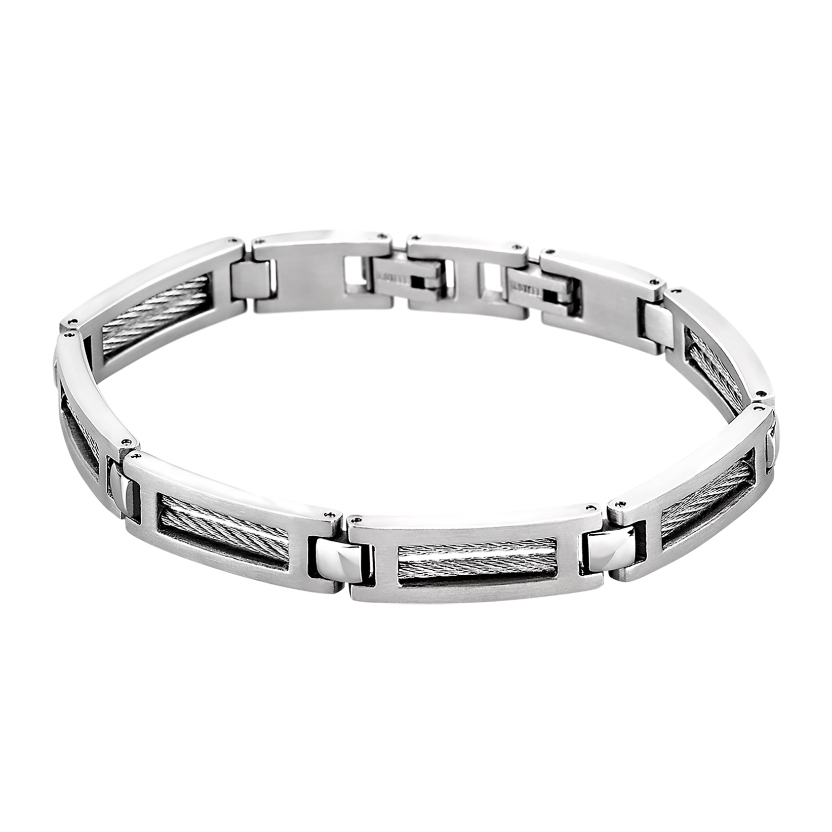 Pulsera Lotus Style LS1507-2/1 de eslabones con cable trenzado en acero inoxidable