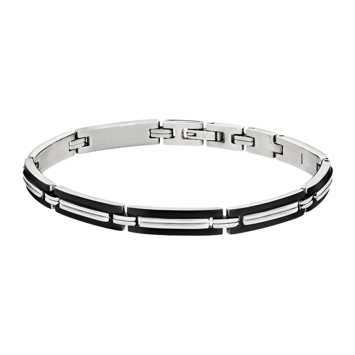 Pulsera Lotus Style LS1803-2/1 fina de eslabones con detalles negros en acero inoxidable