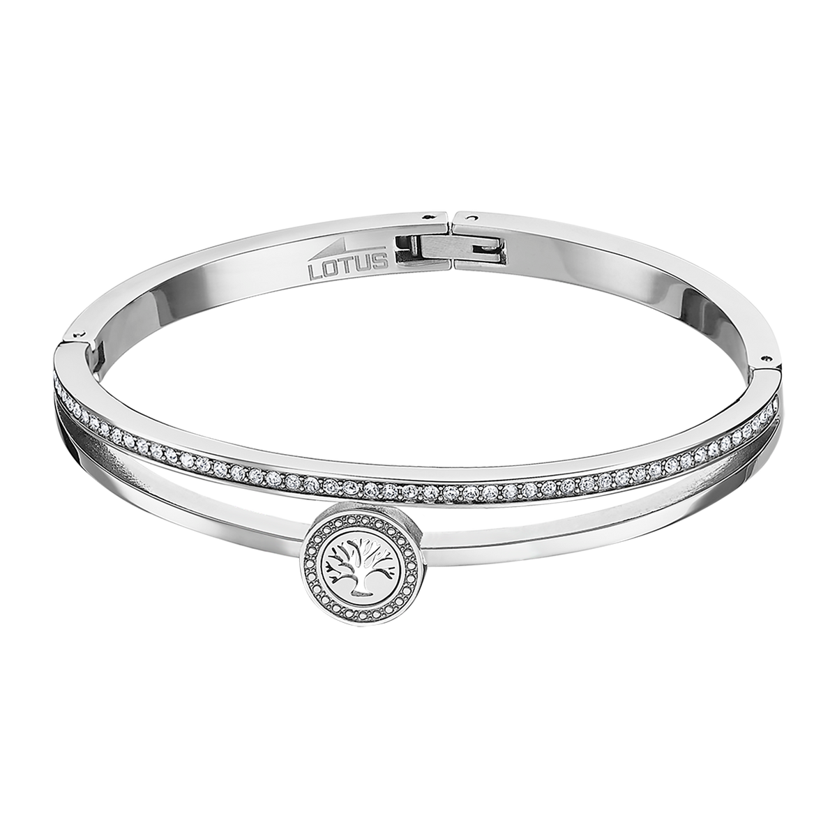 Pulsera Lotus Style LS2088-2/1 brazalete rígido con árbol de la vida y circonitas en acero inoxidable