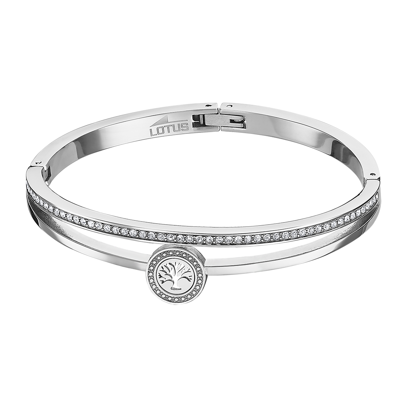 Pulsera Lotus Style LS2088-2/1 brazalete rígido con árbol de la vida y circonitas en acero inoxidable