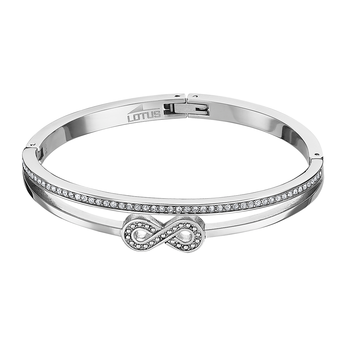 Pulsera Lotus Style LS2088-2/2 brazalete rígido con símbolo del infinito y circonitas en acero inoxidable