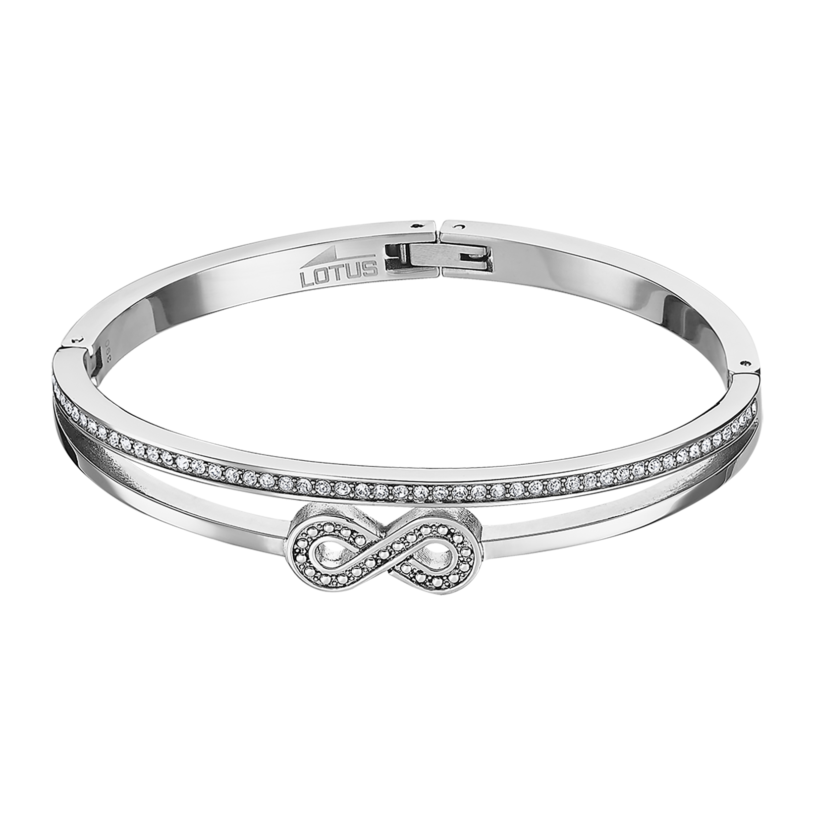 Pulsera Lotus Style LS2088-2/2 brazalete rígido con símbolo del infinito y circonitas en acero inoxidable