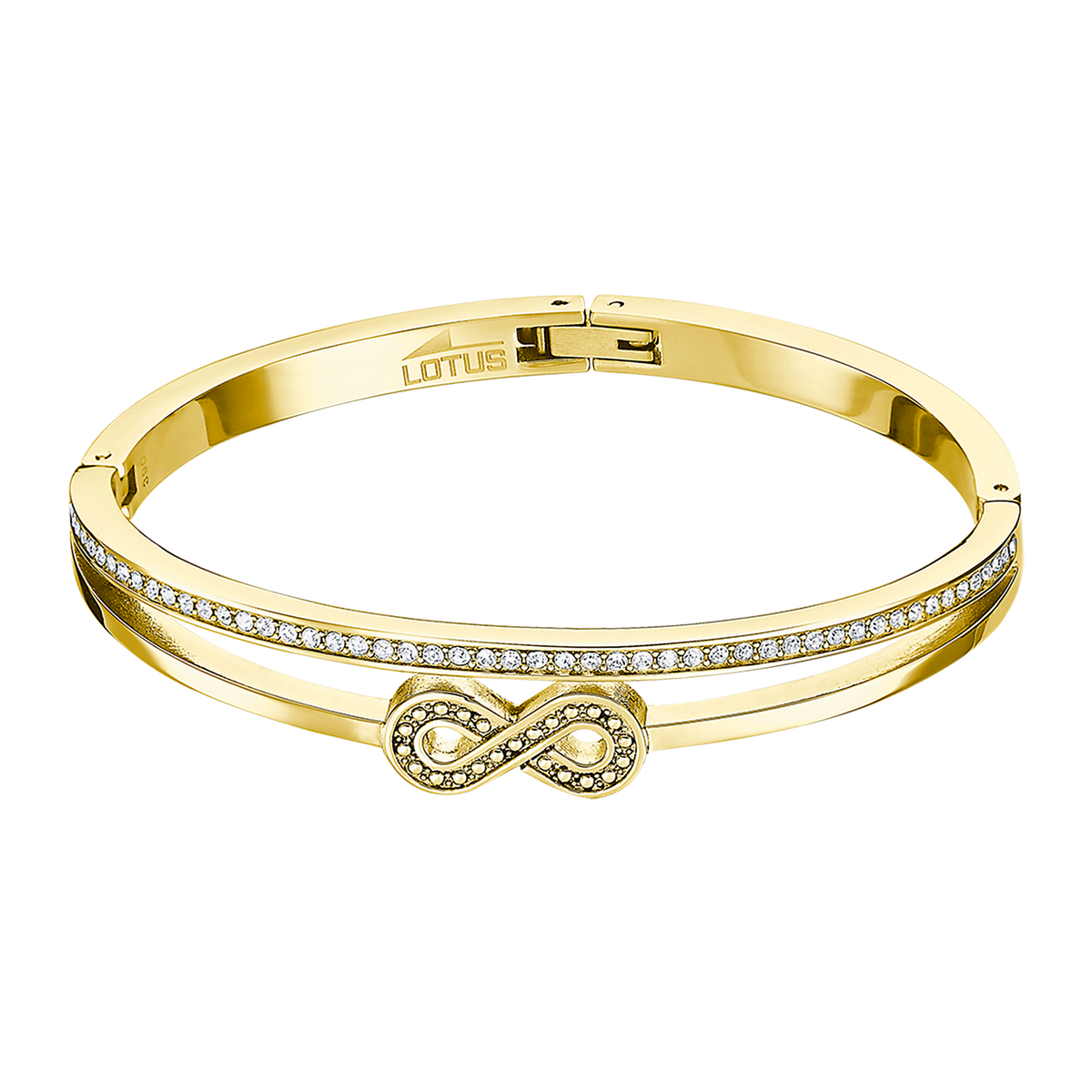 Pulsera Lotus Style LS2121-2/2 brazalete rígido con símbolo del infinito en acero inoxidable con baño dorado