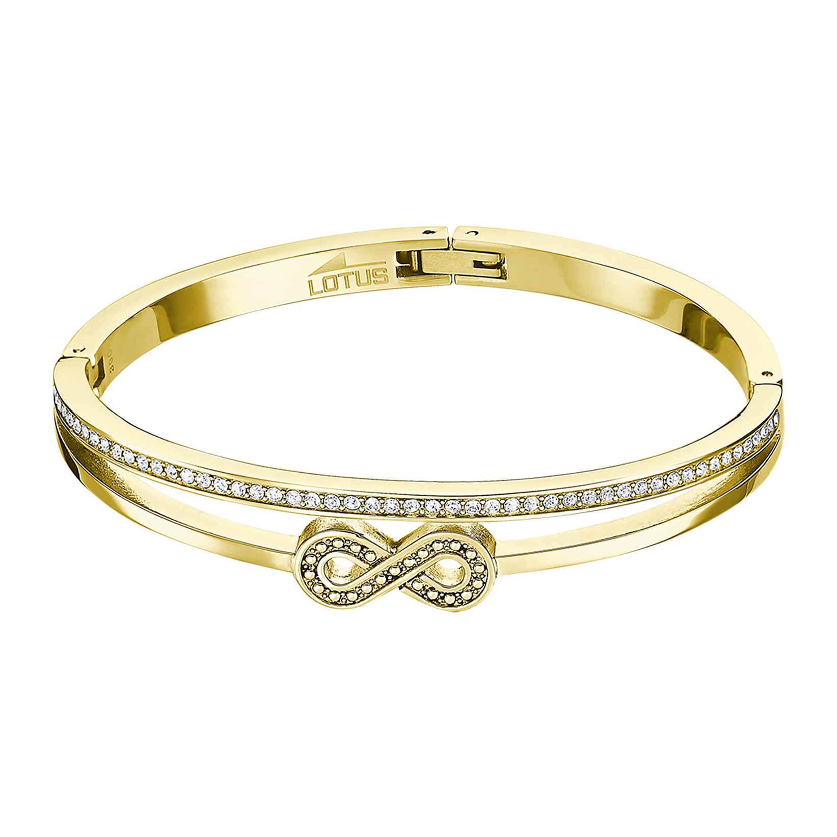 Pulsera Lotus Style LS2121-2/2 brazalete rígido con símbolo del infinito en acero inoxidable con baño dorado