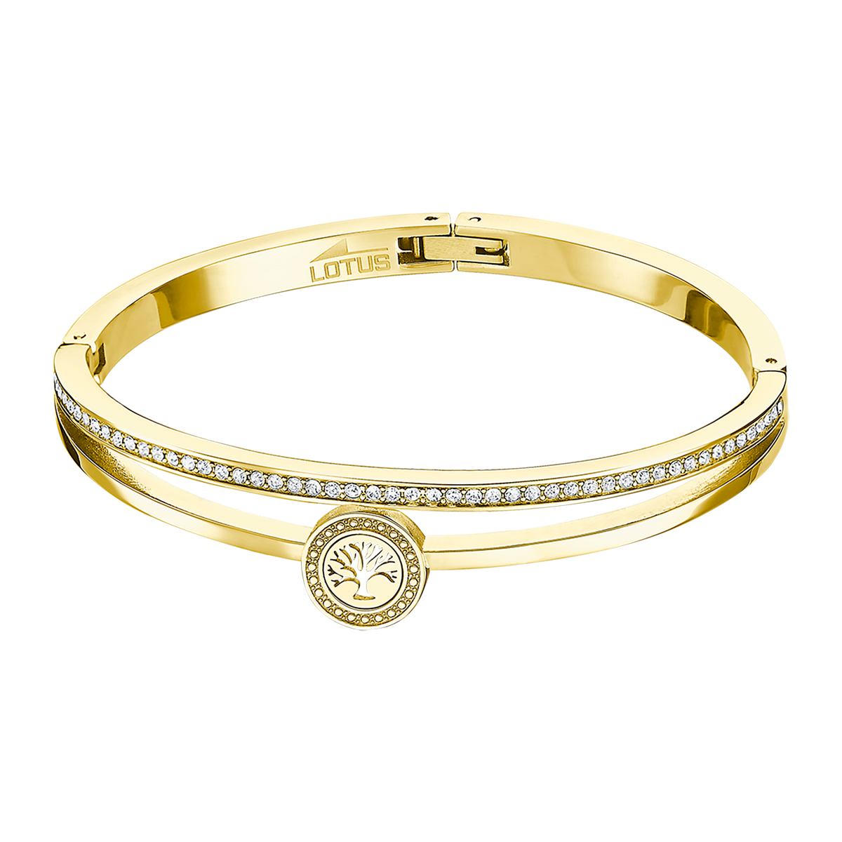 Pulsera Lotus Style LS2121-2/3 brazalete rígido con árbol de la vida en acero inoxidable con baño dorado