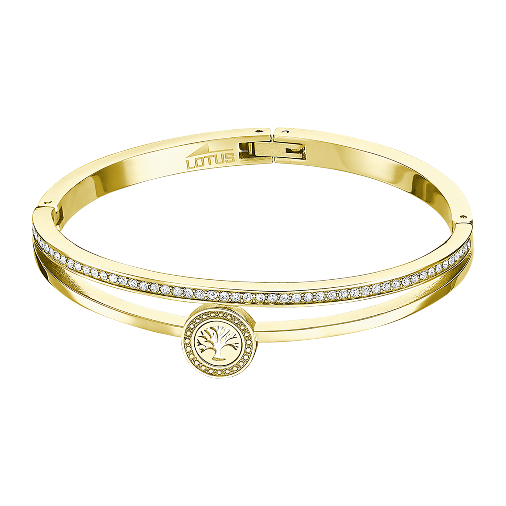Pulsera Lotus Style LS2121-2/3 brazalete rígido con árbol de la vida en acero inoxidable con baño dorado