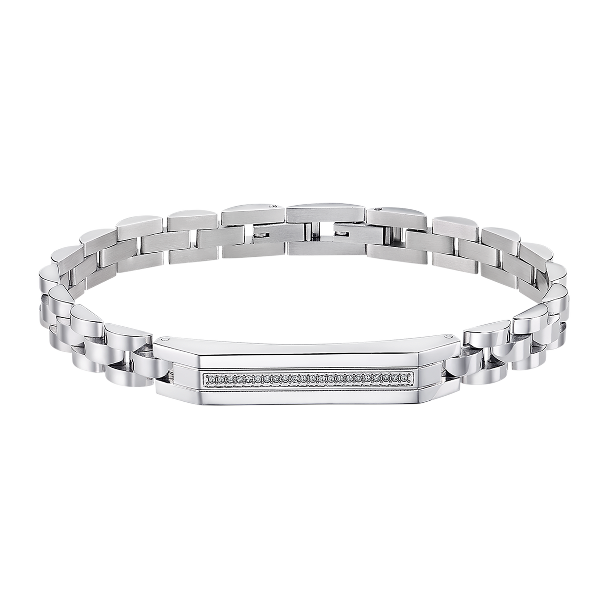 Pulsera Lotus Style LS2280-2/1 de eslabones con placa de circonitas en acero inoxidable