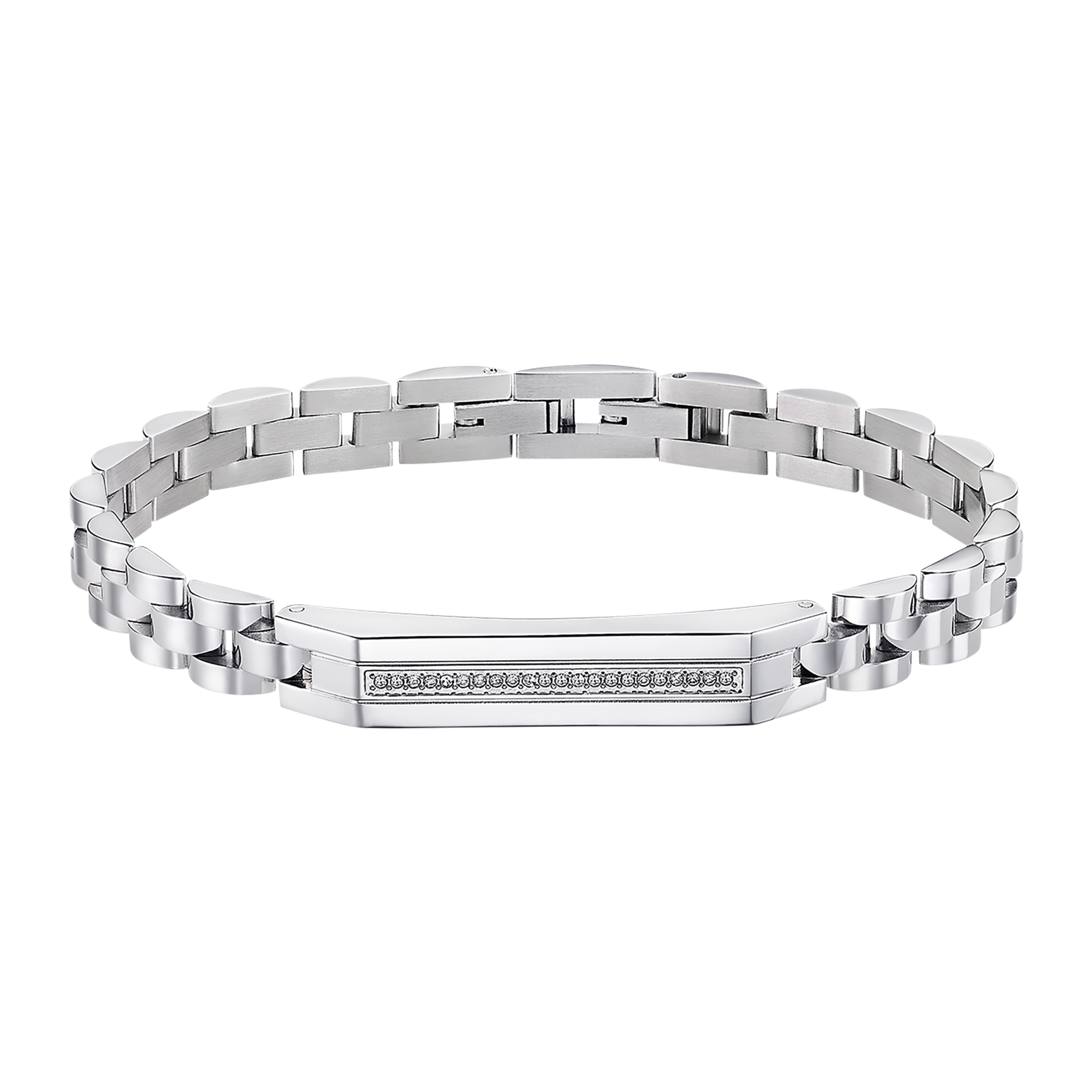 Pulsera Lotus Style LS2280-2/1 de eslabones con placa de circonitas en acero inoxidable