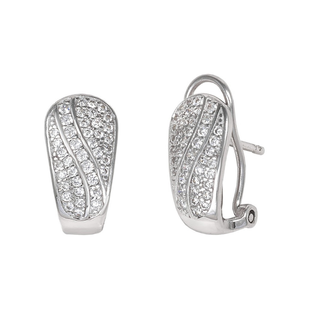 Pendientes de plata de ley 925 de 7,5x15 mm con pavé de circonitas