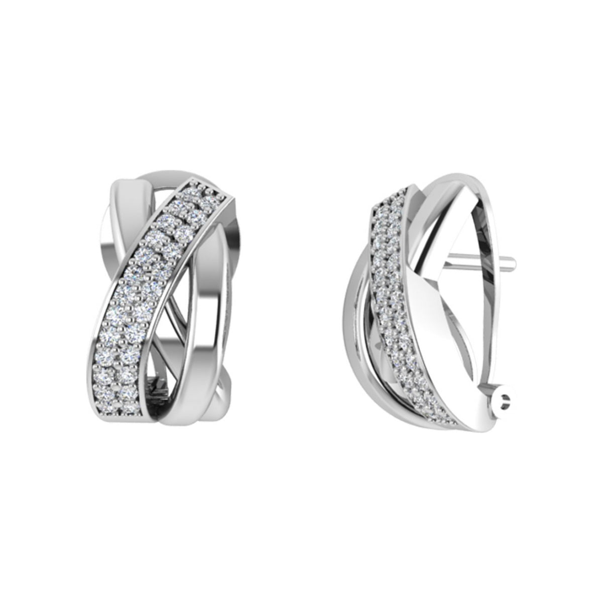 Pendientes de plata de ley 925 de 9x16 mm con bandas entrelazadas y circonitas