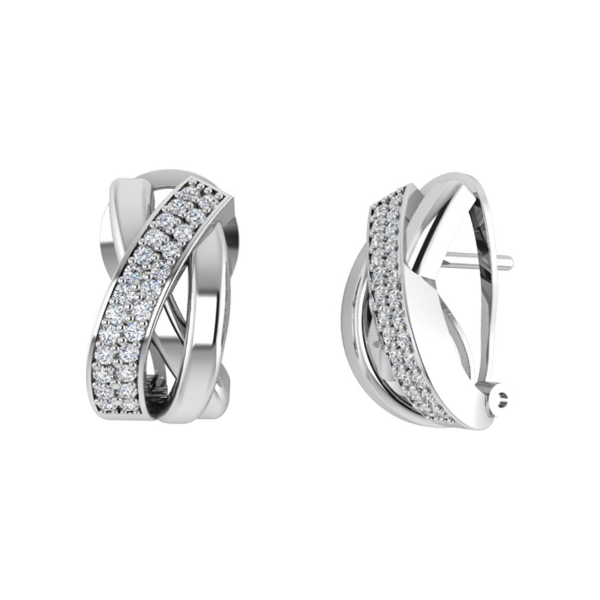 Pendientes de plata de ley 925 de 9x16 mm con bandas entrelazadas y circonitas
