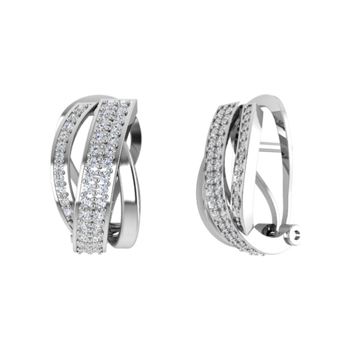 Pendientes de plata de ley 925 de 9x16 mm trenzados con circonitas