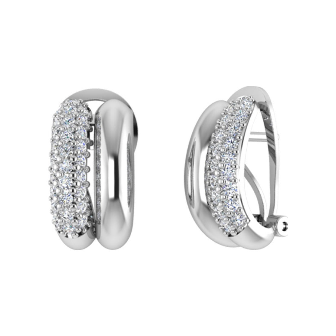 Pendientes de plata de ley 925 de 8x16 mm de doble aro con circonitas
