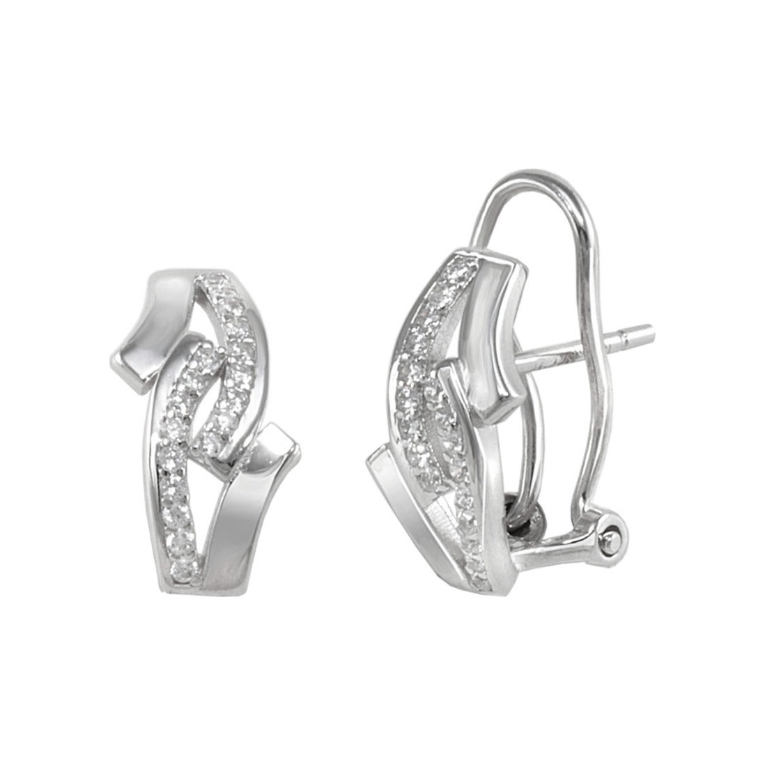 Pendientes de plata de ley 925 de 8x15 mm con diseño de lazo y circonitas