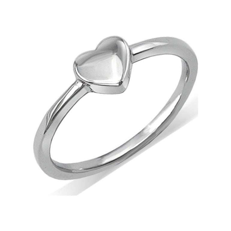 Anillo de plata de ley 925 con corazón liso de 6 mm