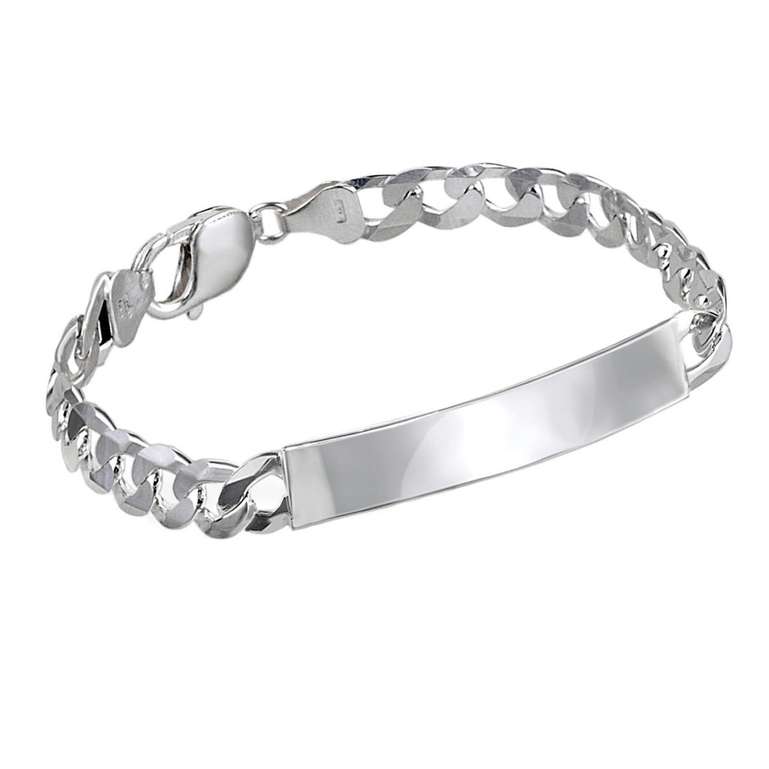 Pulsera esclava de plata de ley 925 con placa de 8x40 mm y 205 mm de largo