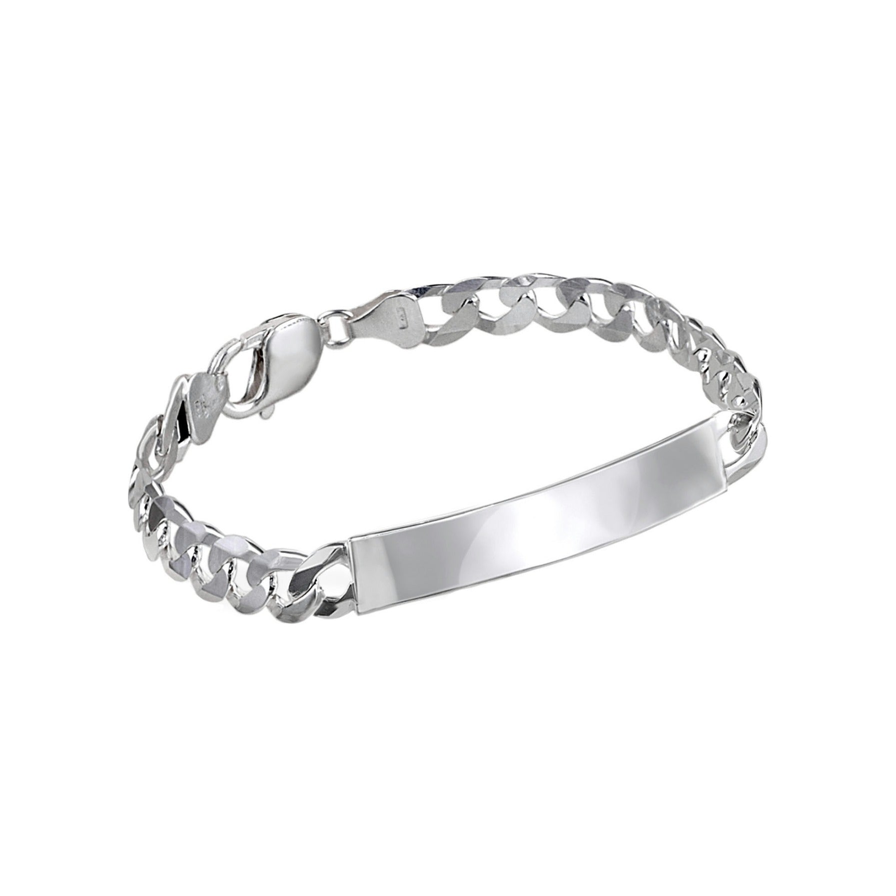 Pulsera esclava de plata de ley 925 con placa de 8x40 mm y 205 mm de largo
