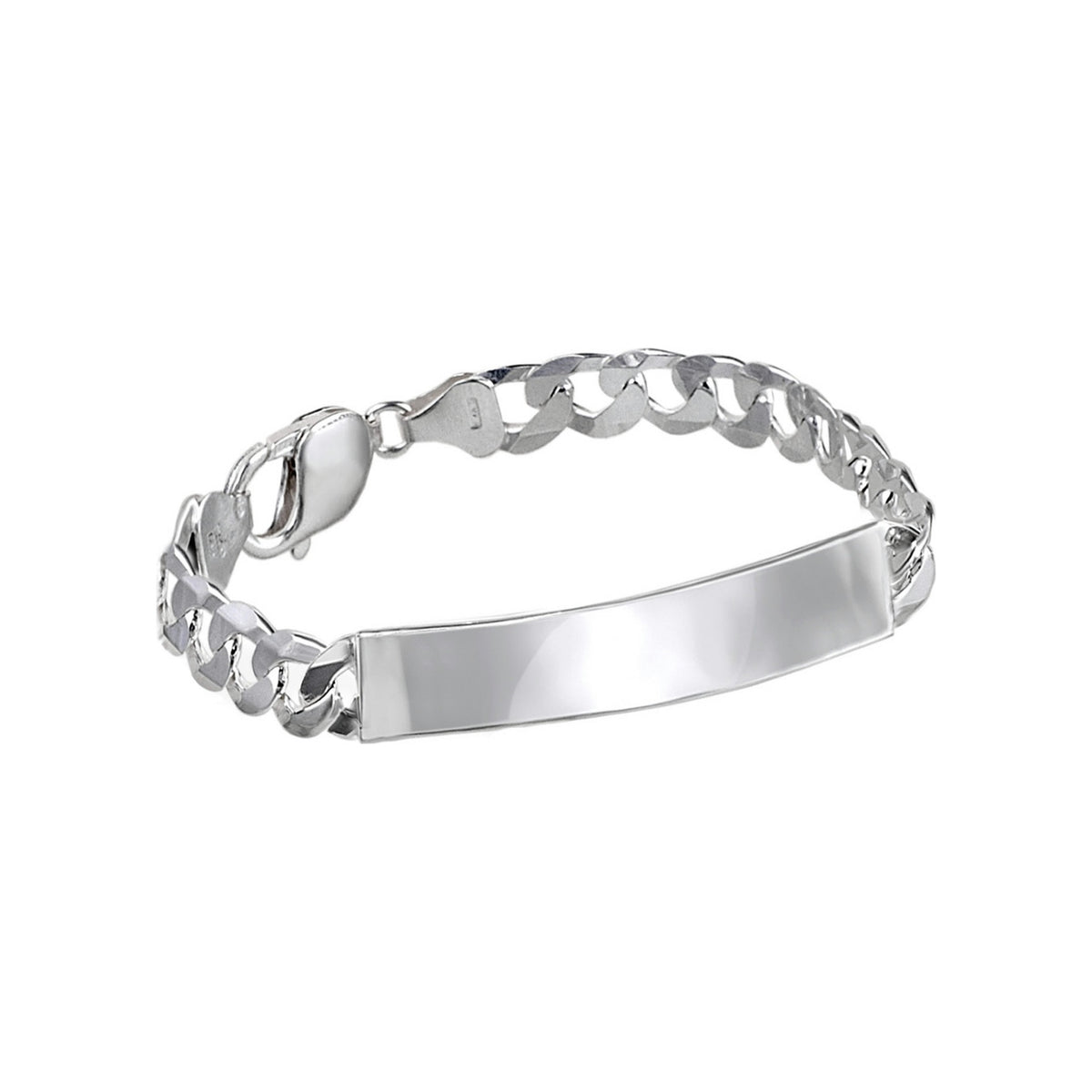 Pulsera esclava ancha de plata de ley 925 con placa de 12x40 mm y 230 mm de largo