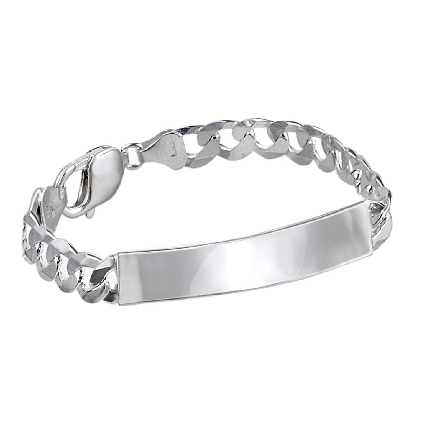 Pulsera esclava ancha de plata de ley 925 con placa de 12x40 mm y 230 mm de largo