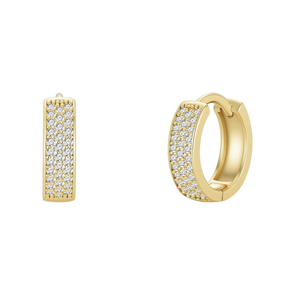 Criollas de plata de ley 925 con baño de oro de 4x13 mm y 10 mm de diámetro con barra de circonitas
