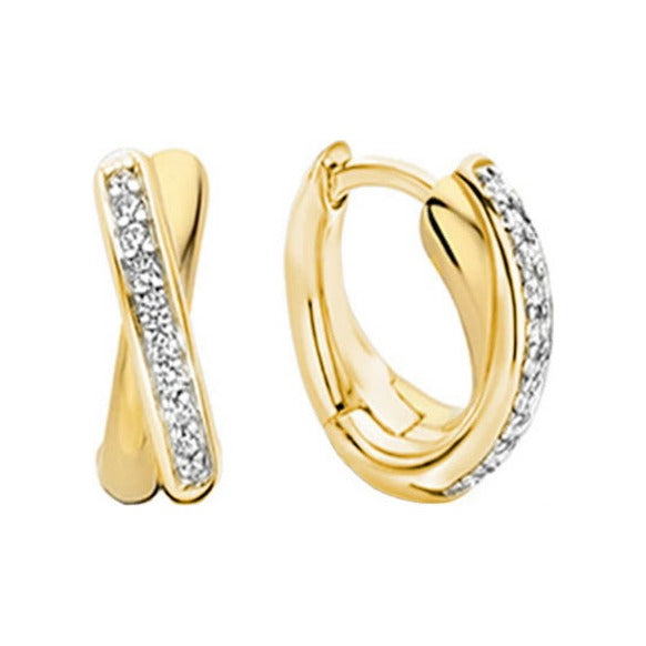 Criollas de plata de ley 925 con baño de oro de 6x13 mm y 10 mm de diámetro con circonitas