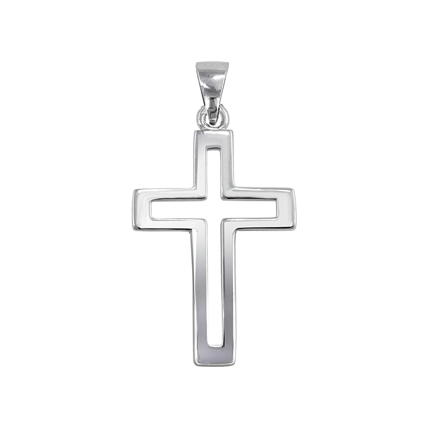 Colgante de cruz de plata de ley 925 calada de 16x26 mm