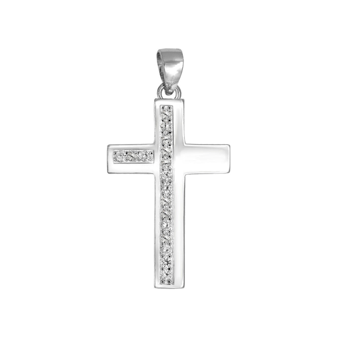 Colgante de cruz de plata de ley 925 de 17x27 mm con circonitas en carril
