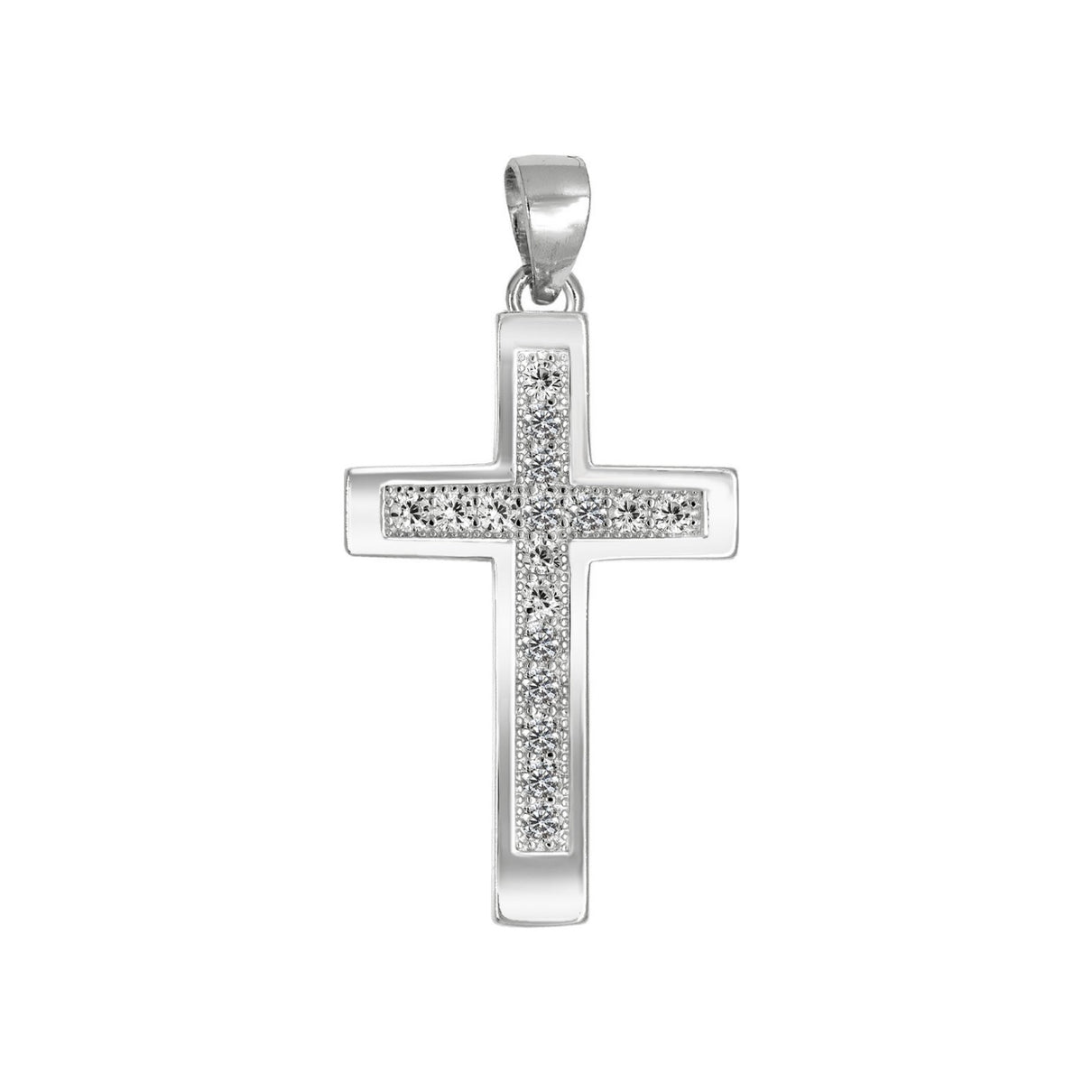 Colgante de cruz de plata de ley 925 de 17x27 mm con circonitas engastadas