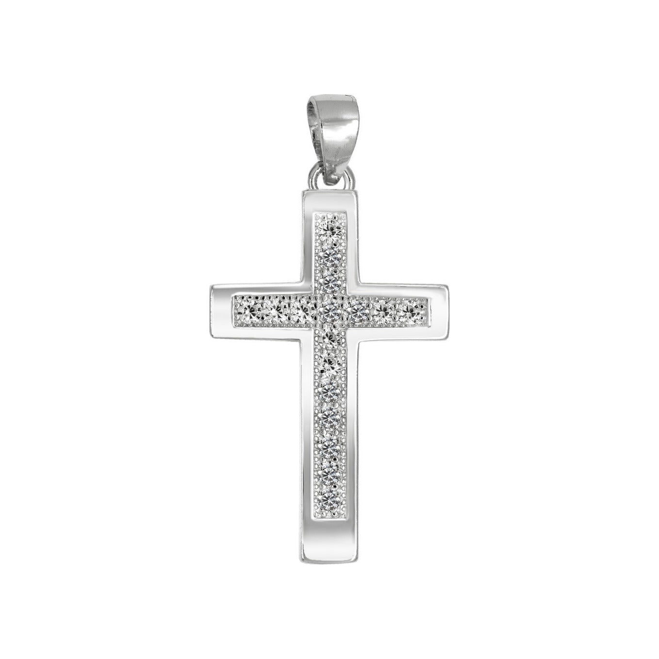 Colgante de cruz de plata de ley 925 de 17x27 mm con circonitas engastadas