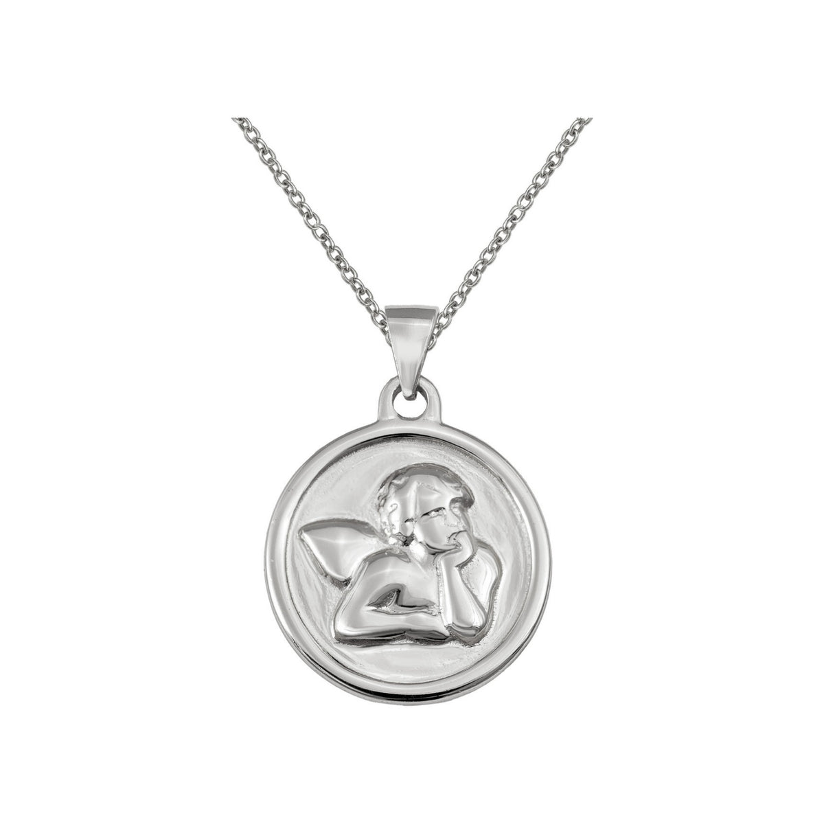 Gargantilla de plata de ley 925 con medalla del ángel de la guarda de 18 mm