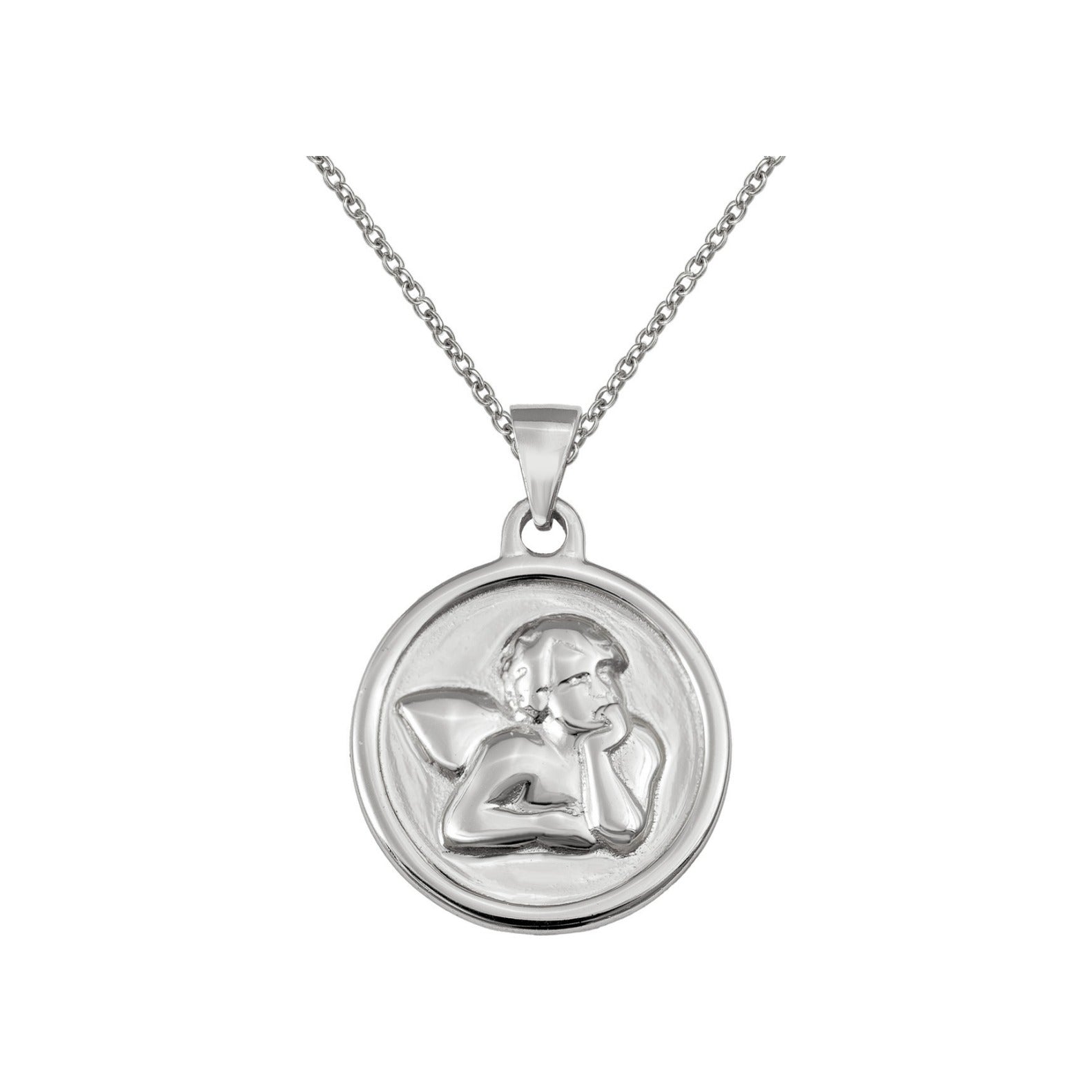 Gargantilla de plata de ley 925 con medalla del ángel de la guarda de 18 mm