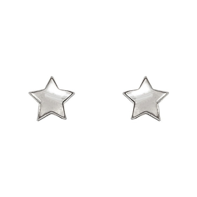 Pendientes de plata de ley 925 de 5 mm con forma de estrella lisa