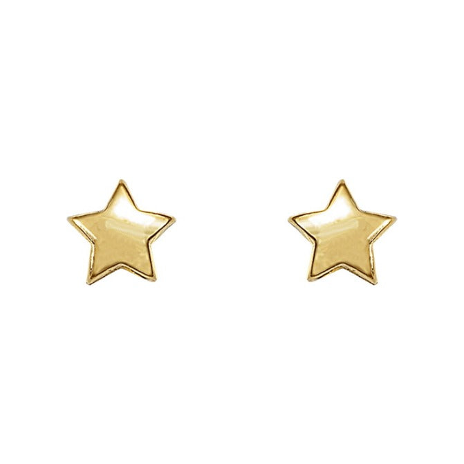 Pendientes de plata de ley 925 con baño de oro de 5 mm con forma de estrella